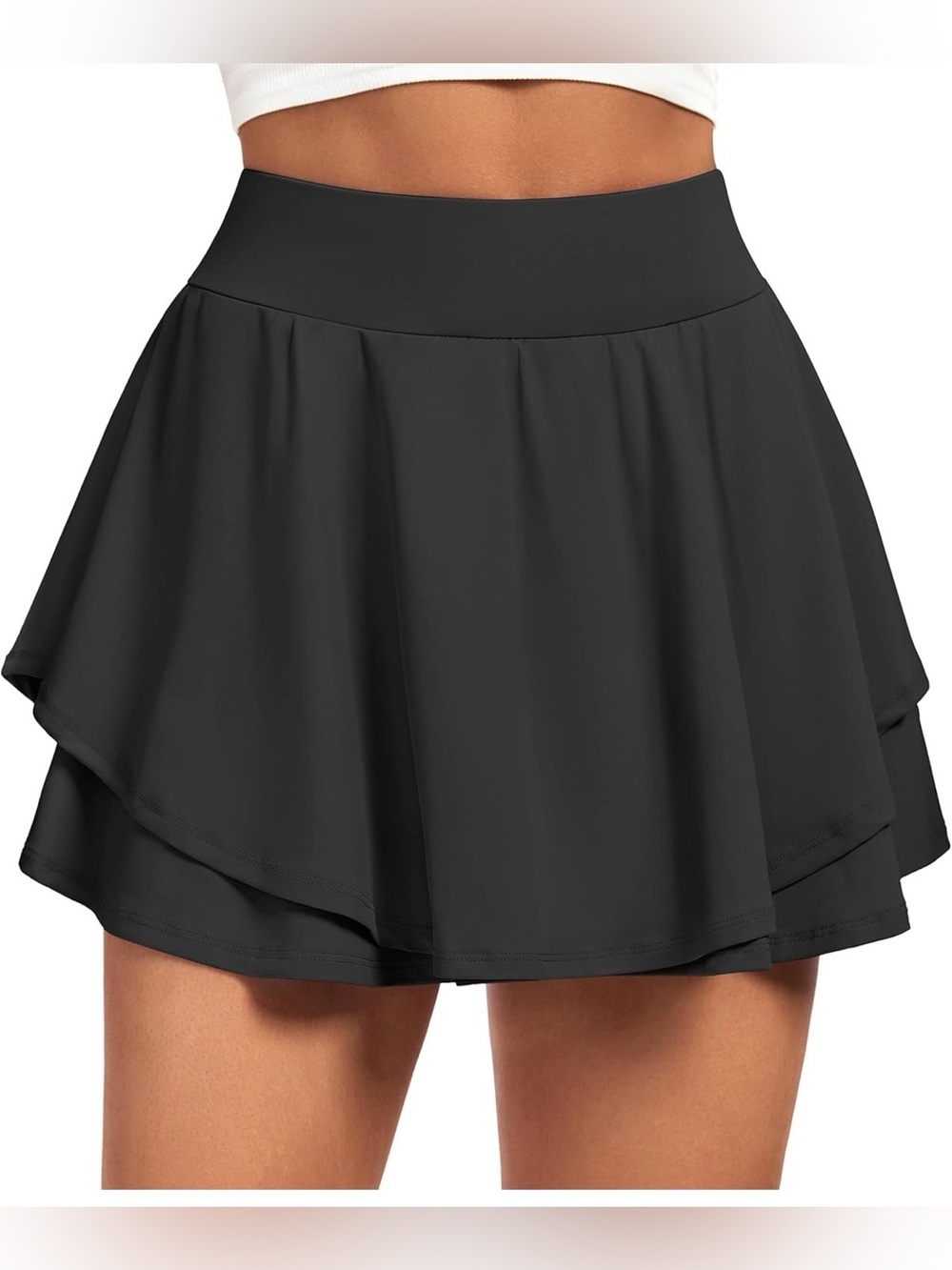Amazon Black Layered Athletic Skater Skirt